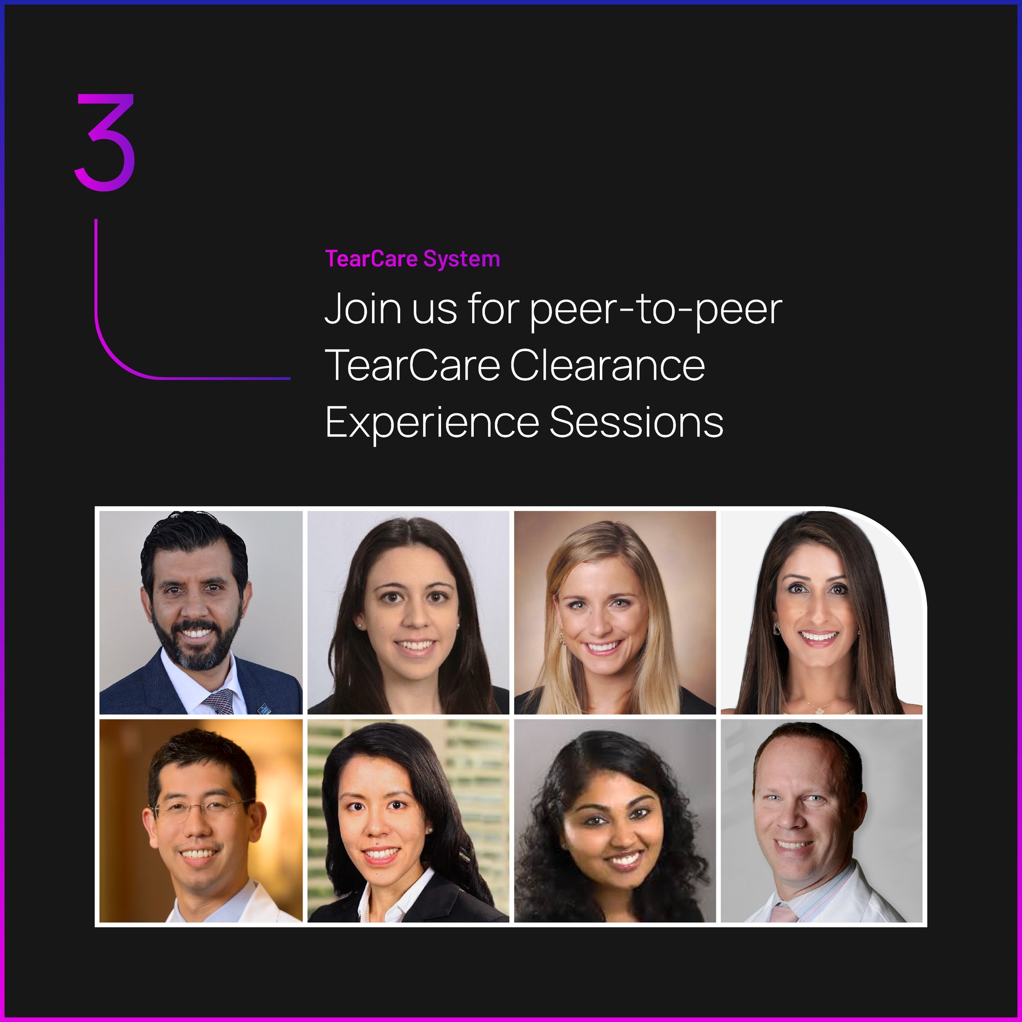 Join us for the exciting peer-to-peer TearCare Clearance Experience Sessions